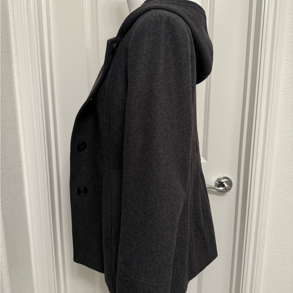 Women's Croft & Barrow Hooded Peacoat - charcoal gray - Picture 2 of 7